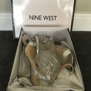 Nine West anistono silver glitter heels 7.5- new!